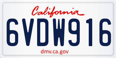 CA license plate 6VDW916
