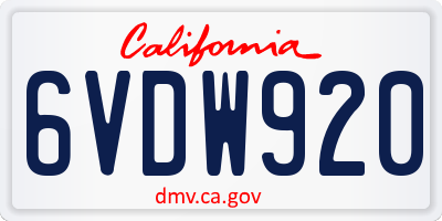 CA license plate 6VDW920