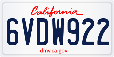 CA license plate 6VDW922