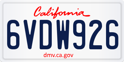 CA license plate 6VDW926