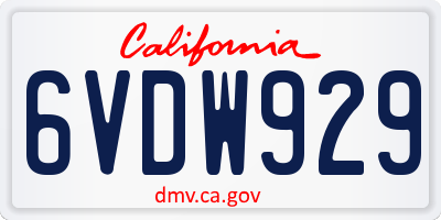 CA license plate 6VDW929