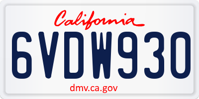 CA license plate 6VDW930