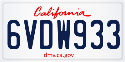 CA license plate 6VDW933