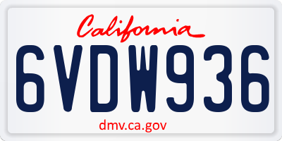 CA license plate 6VDW936