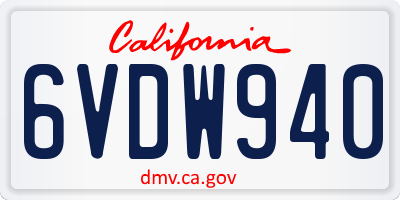 CA license plate 6VDW940