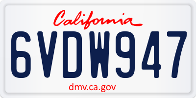 CA license plate 6VDW947
