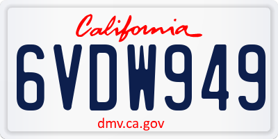 CA license plate 6VDW949