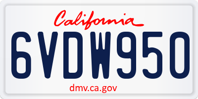 CA license plate 6VDW950