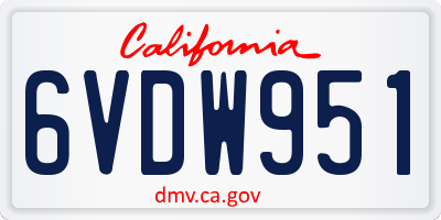 CA license plate 6VDW951