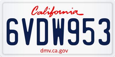 CA license plate 6VDW953