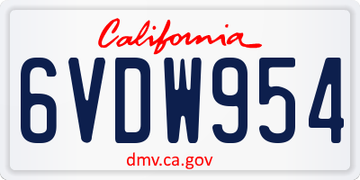 CA license plate 6VDW954
