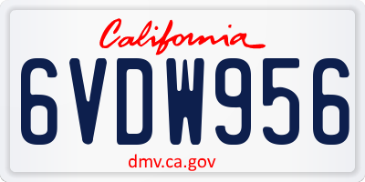 CA license plate 6VDW956