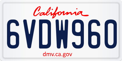 CA license plate 6VDW960