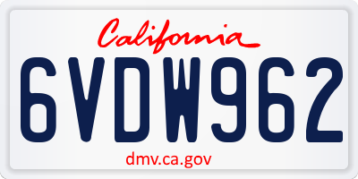 CA license plate 6VDW962