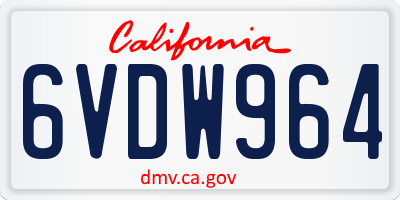 CA license plate 6VDW964