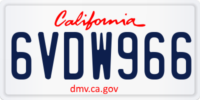 CA license plate 6VDW966