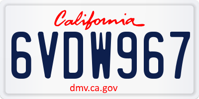 CA license plate 6VDW967
