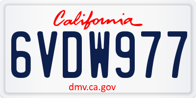 CA license plate 6VDW977