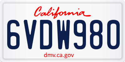 CA license plate 6VDW980