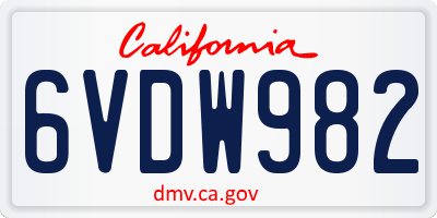CA license plate 6VDW982