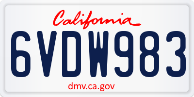 CA license plate 6VDW983