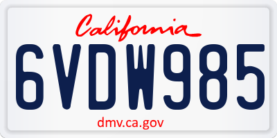 CA license plate 6VDW985