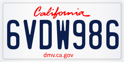 CA license plate 6VDW986