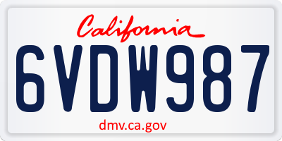 CA license plate 6VDW987