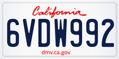 CA license plate 6VDW992