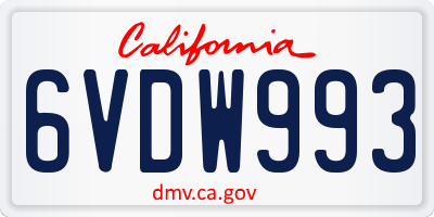 CA license plate 6VDW993