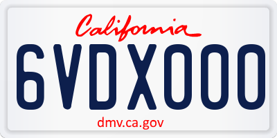 CA license plate 6VDX000