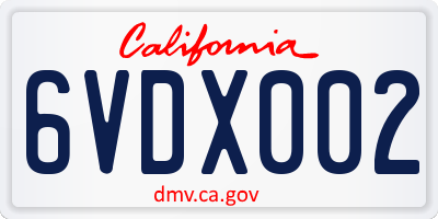 CA license plate 6VDX002
