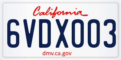 CA license plate 6VDX003