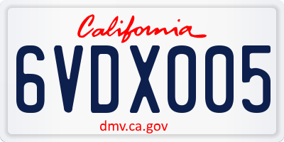 CA license plate 6VDX005