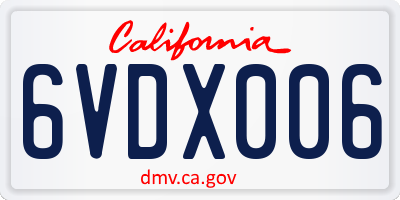 CA license plate 6VDX006