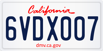CA license plate 6VDX007