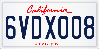 CA license plate 6VDX008