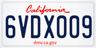 CA license plate 6VDX009