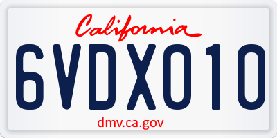 CA license plate 6VDX010