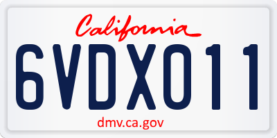 CA license plate 6VDX011