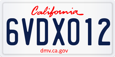 CA license plate 6VDX012