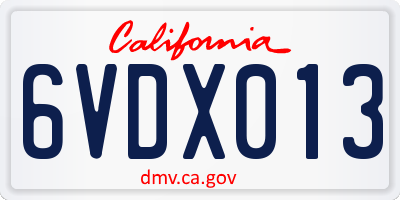 CA license plate 6VDX013
