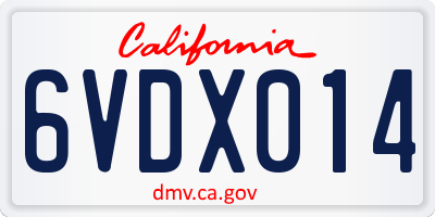 CA license plate 6VDX014