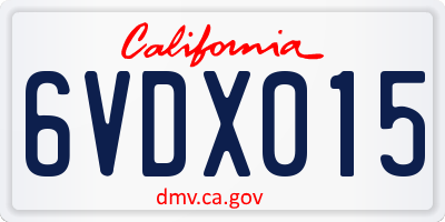 CA license plate 6VDX015