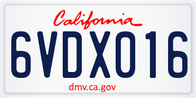 CA license plate 6VDX016