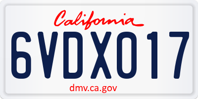 CA license plate 6VDX017