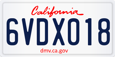 CA license plate 6VDX018