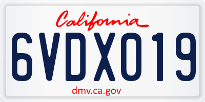 CA license plate 6VDX019