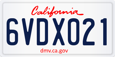 CA license plate 6VDX021