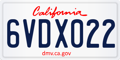 CA license plate 6VDX022